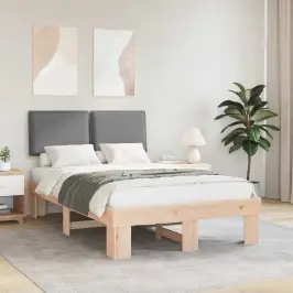 Gultas Rāmis Ar Polsterētu Galvas Balstu Gaiši Pelēks Vidaxl