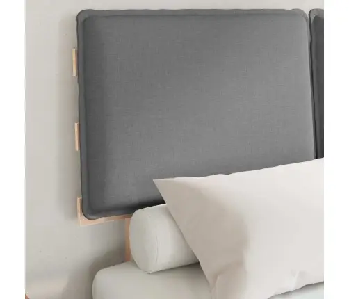 Gultas Rāmis Ar Polsterētu Galvas Balstu Gaiši Pelēks Vidaxl