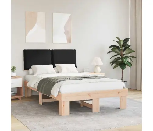 Gultas Rāmis Ar Polsterētu Galvas Balstu Melna 120 X 190 Cm Vidaxl