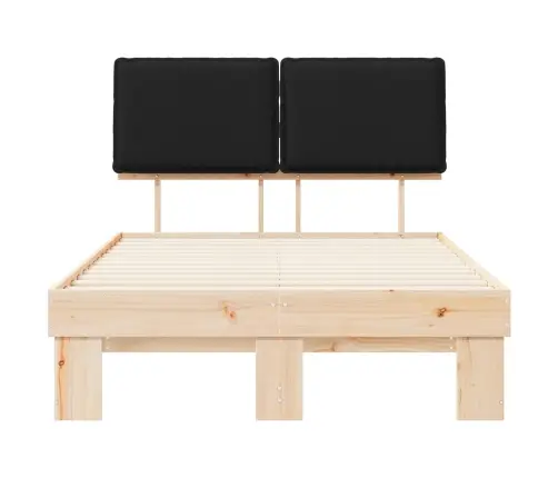 Gultas Rāmis Ar Polsterētu Galvas Balstu Melna 120 X 190 Cm Vidaxl