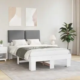 Gultas Rāmis Ar Polsterētu Galvas Balstu Gaiši Pelēks Vidaxl