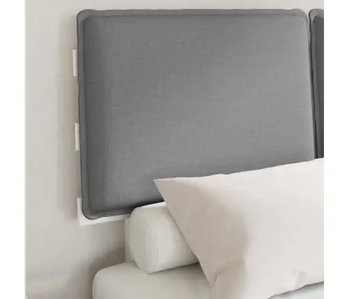 Gultas Rāmis Ar Polsterētu Galvas Balstu Gaiši Pelēks Vidaxl
