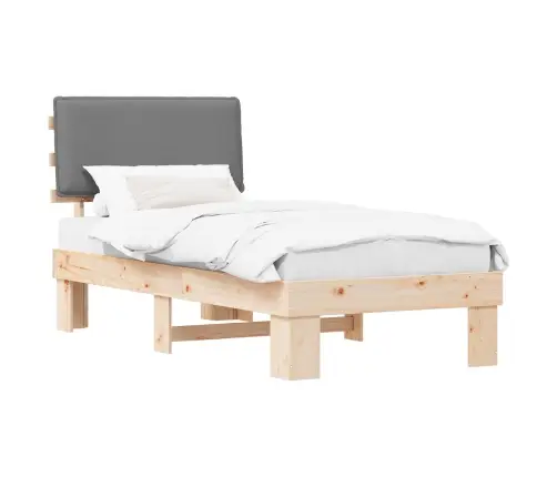 Gultas Rāmis Ar Polsterētu Galvas Balstu Gaiši Pelēks Vidaxl