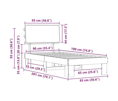 Lovo Rėmas Su Apmuštu Galvūgaliu Šviesiai Pilka 90 X 190 Cm