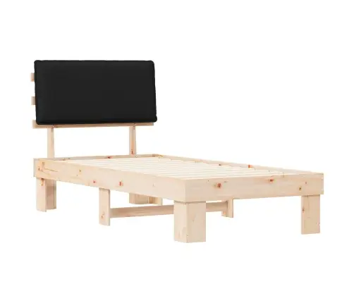 Gultas Rāmis Ar Polsterētu Galvas Balstu Melna 90 X 190 Cm Vidaxl