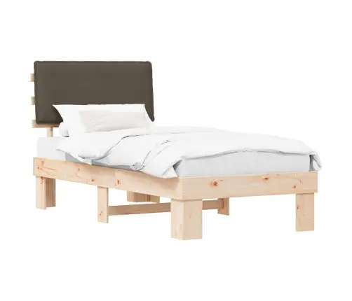 Gultas Rāmis Ar Polsterētu Galvas Balstu Pelēkbrūna 90 X 190 Cm Vidaxl