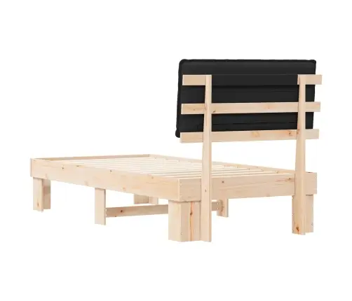 Gultas Rāmis Ar Polsterētu Galvas Balstu Melna 75 X 190 Cm Vidaxl