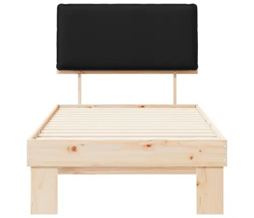 Gultas Rāmis Ar Polsterētu Galvas Balstu Melna 75 X 190 Cm Vidaxl