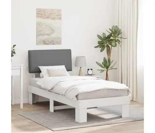 Gultas Rāmis Ar Polsterētu Galvas Balstu Gaiši Pelēks Vidaxl