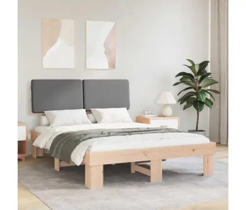 Gultas Rāmis Ar Polsterētu Galvas Balstu Gaiši Pelēks Vidaxl