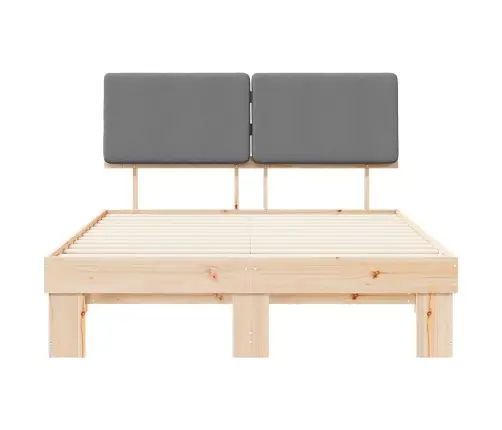 Gultas Rāmis Ar Polsterētu Galvas Balstu Gaiši Pelēks Vidaxl