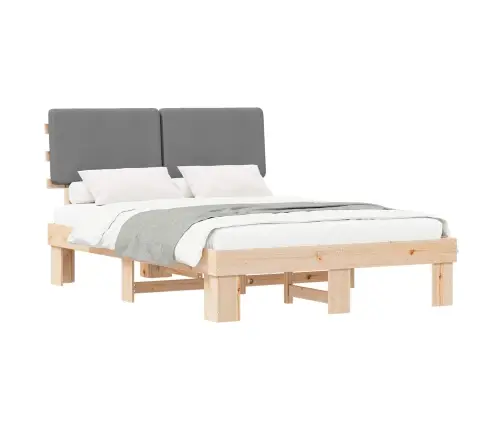 Gultas Rāmis Ar Polsterētu Galvas Balstu Gaiši Pelēks Vidaxl