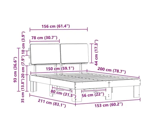 Lovo Rėmas Su Apmuštu Galvūgaliu Tamsiai Pilka 150 X 200 Cm