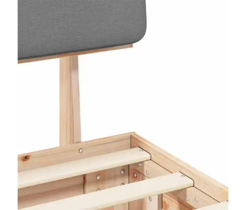 Voodiraam Pehme Peatoega Peaga Helehall 140 X 200 Cm Tahke Mänd