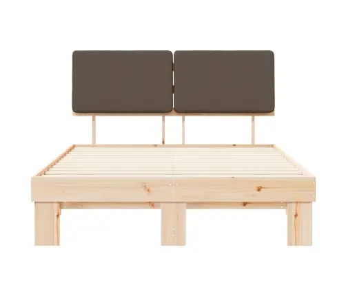 Voodiraam Pehme Peatoega Pruunikashall 140 X 200 Cm Tahke Mänd