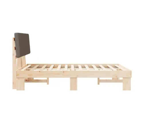 Voodiraam Pehme Peatoega Pruunikashall 140 X 200 Cm Tahke Mänd