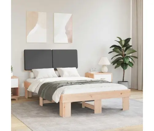 Voodiraam Pehme Peatoega Peaga Tumehall 120 X 200 Cm Tahke Mänd