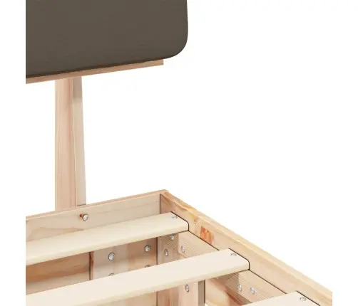 Voodiraam Pehme Peatoega Pruunikashall 120 X 200 Cm Tahke Mänd