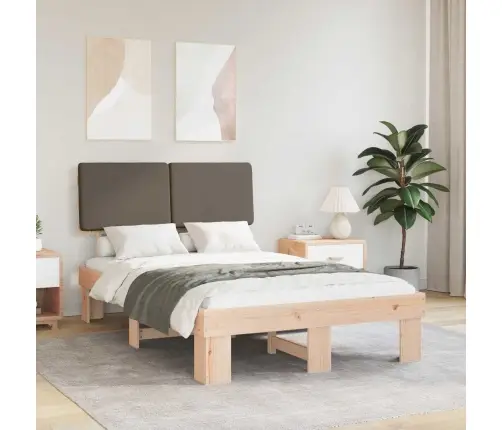 Voodiraam Pehme Peatoega Pruunikashall 120 X 200 Cm Tahke Mänd