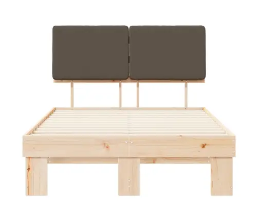 Voodiraam Pehme Peatoega Pruunikashall 120 X 200 Cm Tahke Mänd