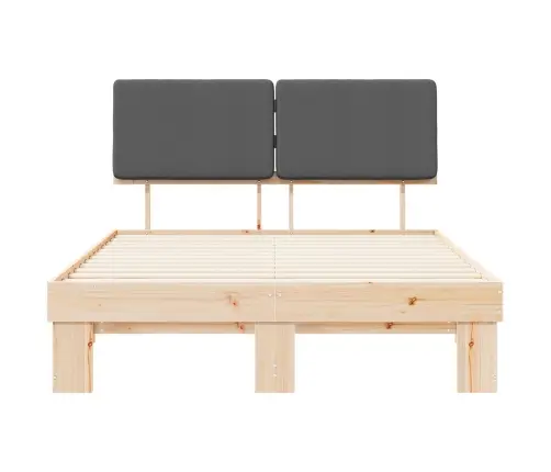 Voodiraam Pehme Peatoega Peaga Tumehall 135 X 190 Cm Tahke Mänd