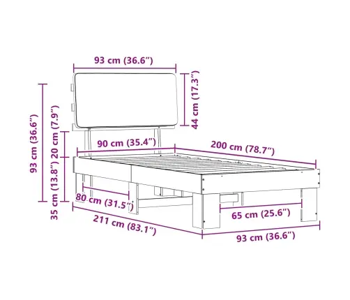 Lovo Rėmas Su Apmuštu Galvūgaliu Taupe 90 X 200 Cm