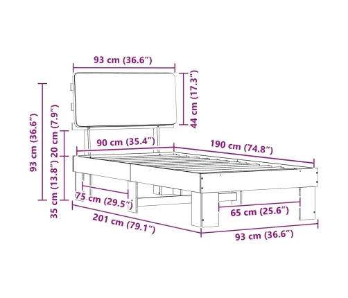 Lovo Rėmas Su Apmuštu Galvūgaliu Šviesiai Pilka 90 X 190 Cm