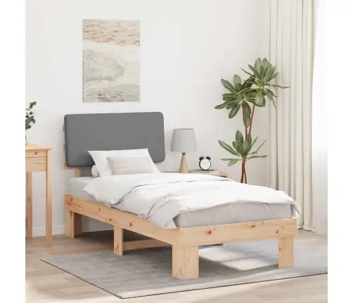 Gultas Rāmis Ar Polsterētu Galvas Balstu Gaiši Pelēks Vidaxl