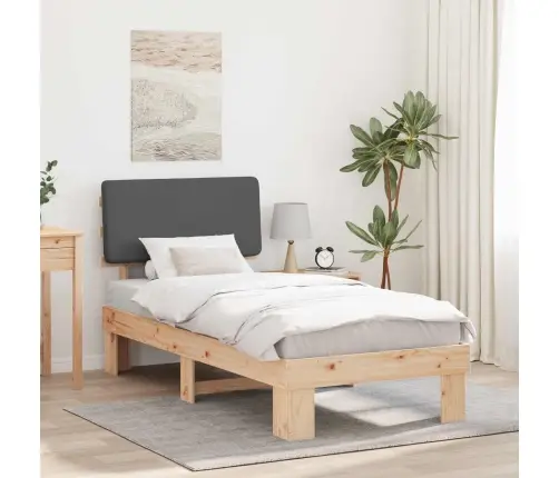 Voodiraam Pehme Peatoega Peaga Tumehall 75 X 190 Cm Tahke Mänd