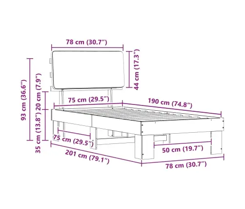 Lovo Rėmas Su Apmuštu Galvūgaliu Juoda 75 X 190 Cm