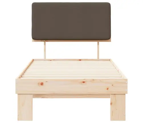 Gultas Rāmis Ar Polsterētu Galvas Balstu Pelēkbrūna 75 X 190 Cm Vidaxl