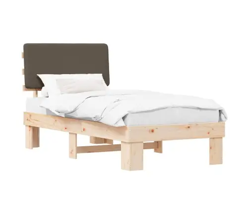Gultas Rāmis Ar Polsterētu Galvas Balstu Pelēkbrūna 75 X 190 Cm Vidaxl