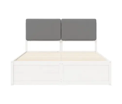 Voodiraam Pehme Peatoega Pruunikashall 140 X 190 Cm Tahke Mänd