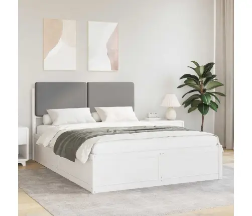 Voodiraam Pehme Peatoega Pruunikashall 135 X 190 Cm Tahke Mänd