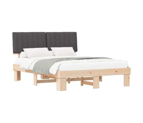 Gultas Rāmis Ar Polsterētu Galvas Balstu Tumši Pelēks Vidaxl