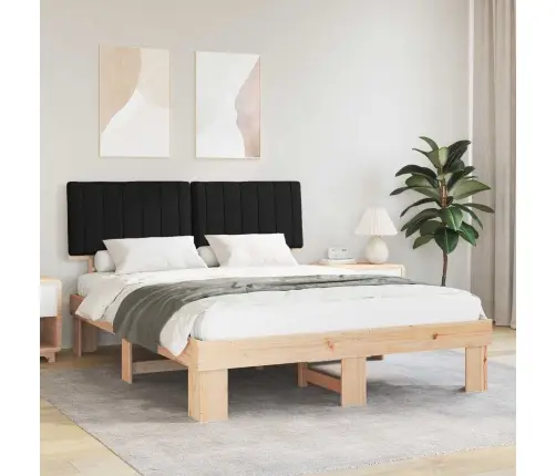 Gultas Rāmis Ar Polsterētu Galvas Balstu Melna 160 X 200 Cm Vidaxl