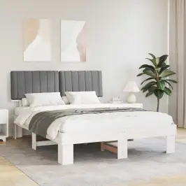 Gultas Rāmis Ar Polsterētu Galvas Balstu Gaiši Pelēks Vidaxl