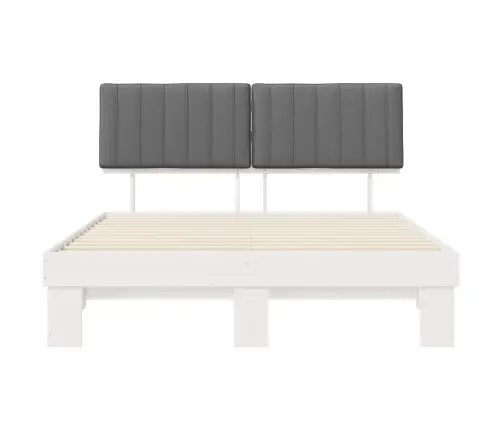 Gultas Rāmis Ar Polsterētu Galvas Balstu Gaiši Pelēks Vidaxl