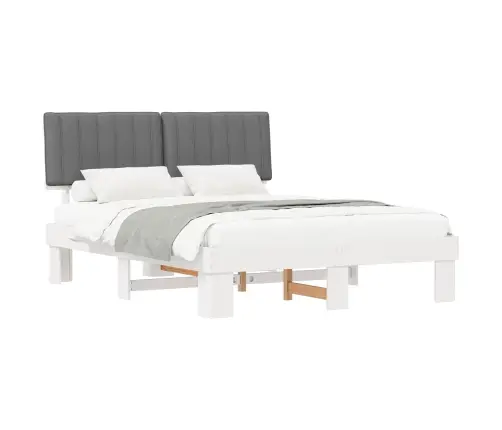 Gultas Rāmis Ar Polsterētu Galvas Balstu Gaiši Pelēks Vidaxl