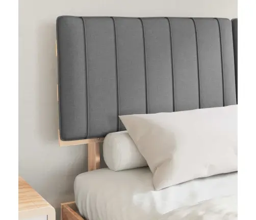 Gultas Rāmis Ar Polsterētu Galvas Balstu Gaiši Pelēks Vidaxl