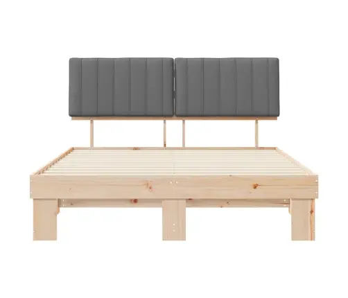 Gultas Rāmis Ar Polsterētu Galvas Balstu Gaiši Pelēks Vidaxl