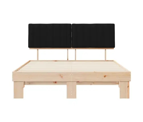 Gultas Rāmis Ar Polsterētu Galvas Balstu Melna 150 X 200 Cm Vidaxl