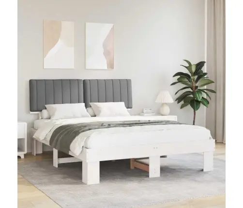 Gultas Rāmis Ar Polsterētu Galvas Balstu Gaiši Pelēks Vidaxl