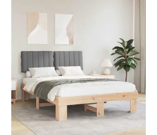 Gultas Rāmis Ar Polsterētu Galvas Balstu Gaiši Pelēks Vidaxl