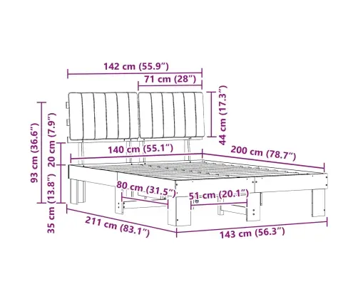 Gultas Rāmis Ar Polsterētu Galvas Balstu Tumši Pelēks Vidaxl