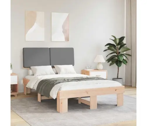 Gultas Rāmis Ar Polsterētu Galvas Balstu Gaiši Pelēks Vidaxl