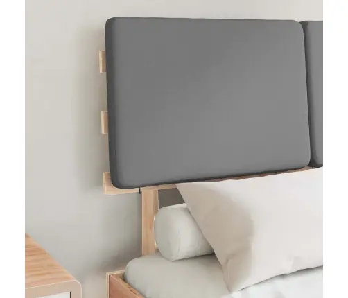 Gultas Rāmis Ar Polsterētu Galvas Balstu Gaiši Pelēks Vidaxl