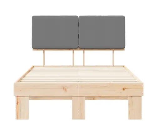 Gultas Rāmis Ar Polsterētu Galvas Balstu Gaiši Pelēks Vidaxl