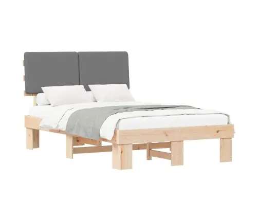 Gultas Rāmis Ar Polsterētu Galvas Balstu Gaiši Pelēks Vidaxl