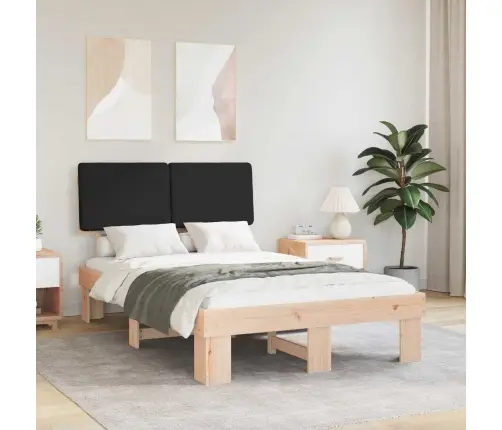 Voodiraam Pehme Peatoega Peaga Must 120 X 200 Cm Tahke Mänd